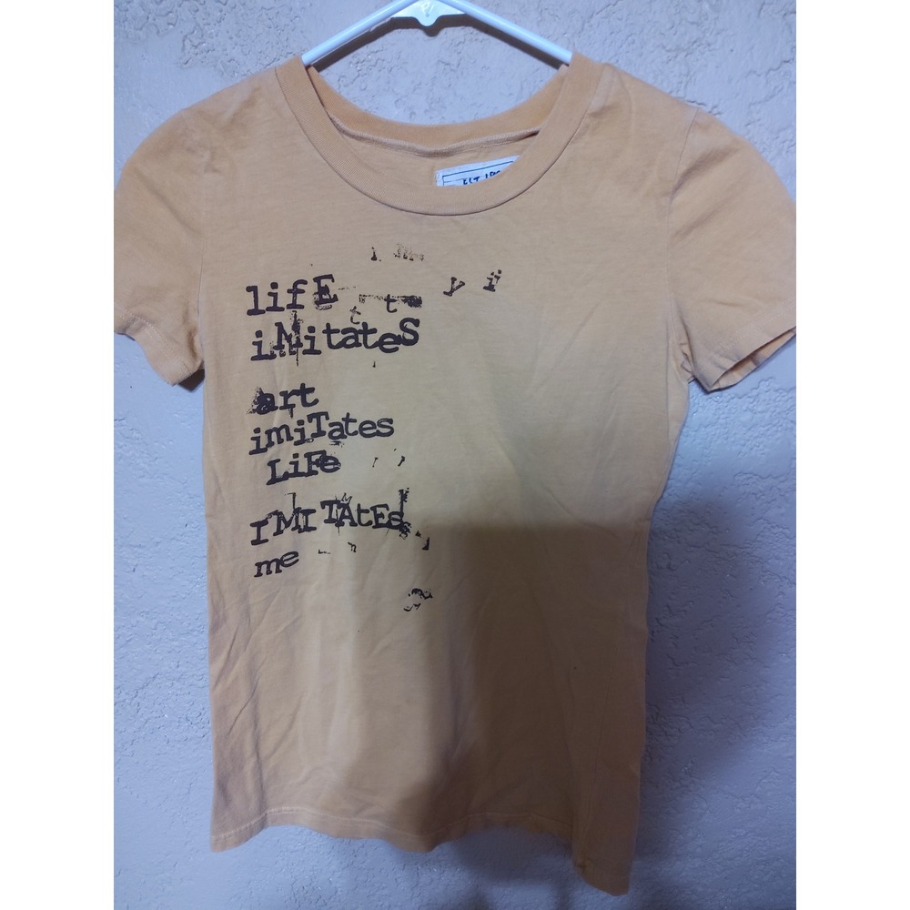 Abercrombie & Fitch Graphic Tee Mustard Yellow Art Imitates Life Shirt Small
